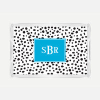 Monogrammed White Cheetah Lucite Serving Tray
