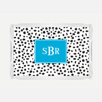 Monogrammed White Cheetah Lucite Serving Tray