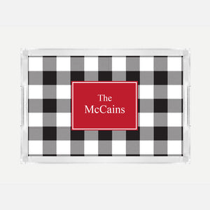 Monogrammed Buffalo Check Lucite Serving Tray
