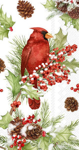 Cardinals In Holly Christmas Guest Towels