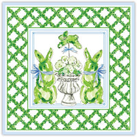 Handpainted Bunny Topiaries Square Placemat