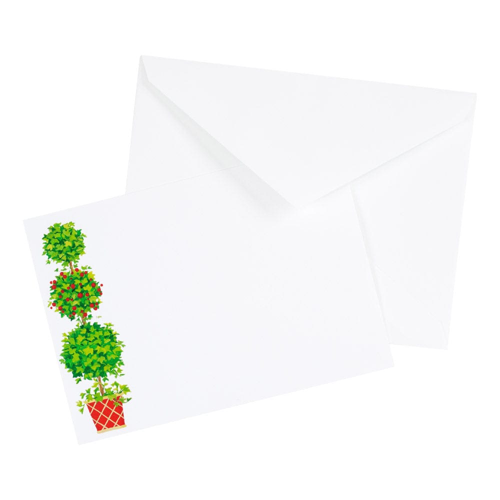 Monogrammed Ivy Topiary Flat Notecards