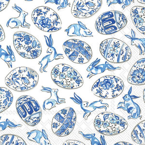 Blue And White Bunnies & Easter Eggs Napkins