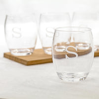 Monogrammed Acrylic Stemless Wine Glasses (Set of 4)
