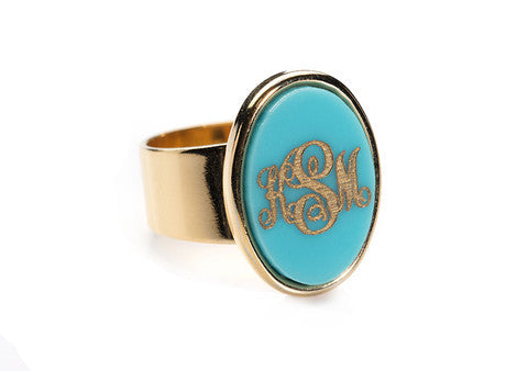 Acrylic Vineyard Oval Monogram Ring