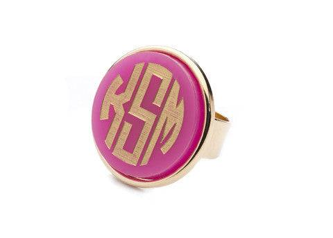 Acrylic Vineyard Round Monogram Ring