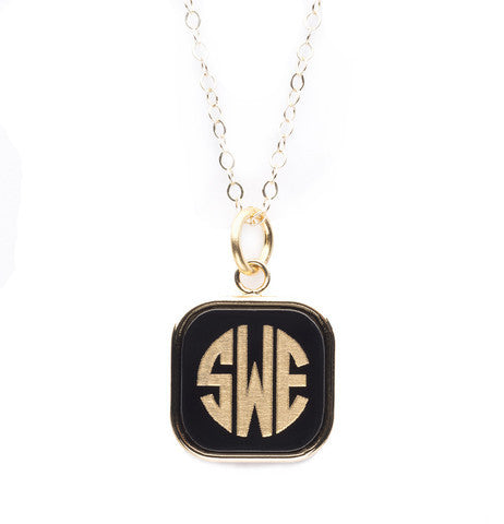 Acrylic Vineyard SquareMonogram Pendant on Apex Chain