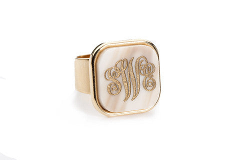 Acrylic Vineyard Square Monogram Ring