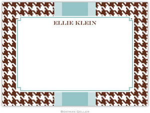 Alex Houndstooth Chocolate Flat Notecard