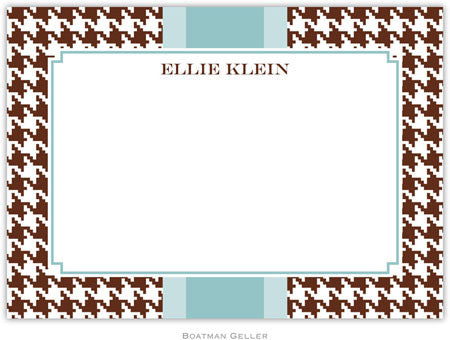 Alex Houndstooth Chocolate Flat Notecard