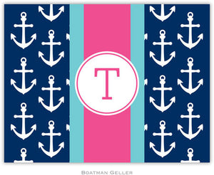 Anchors Ribbon in Navy Foldover Note