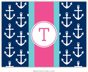 Anchors Ribbon in Navy Foldover Note