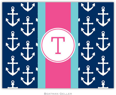 Anchors Ribbon in Navy Foldover Note