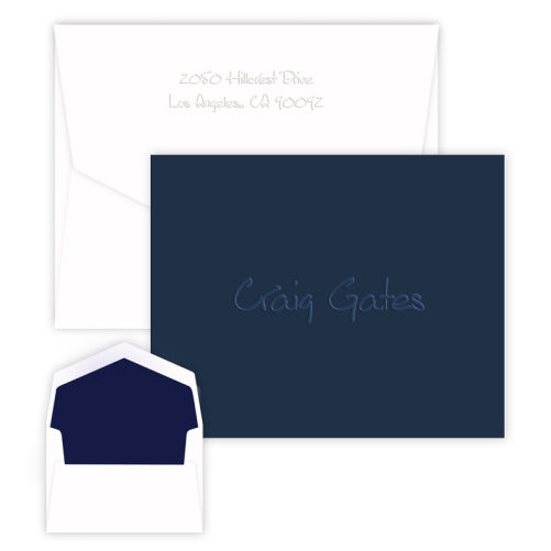Anthony Navy Embossed Folded Notes