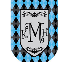 Monogrammed Argyle Blue House Flag
