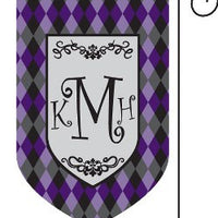 Monogrammed Argyle Purple Garden Flag
