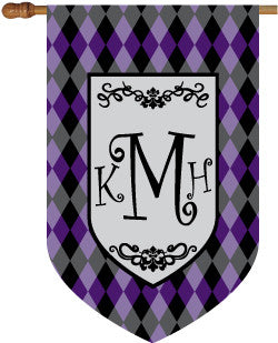 Monogrammed Argyle Purple House Flag 