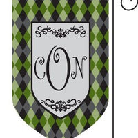 Monogrammed Argyle Green Garden Flag