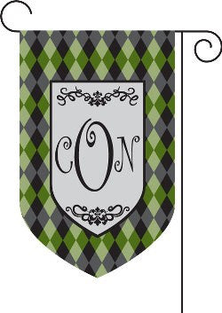 Monogrammed Argyle Green Garden Flag