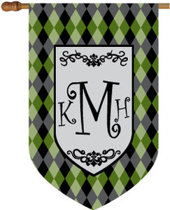 Monogrammed Argyle Green House Flag