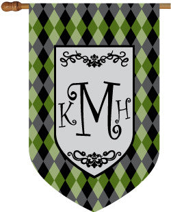 Monogrammed Argyle Green House Flag