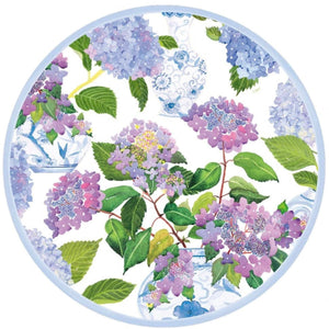 Hydrangeas and Porcelain Round Paper Placemats