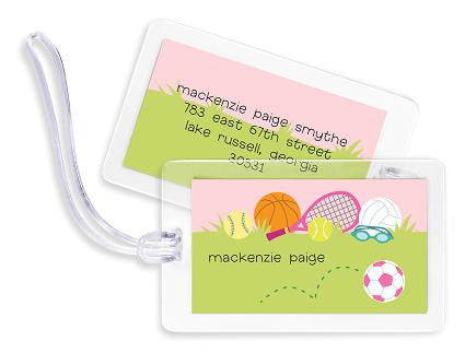 Personalized Sports Girl Bag Tags Set