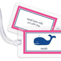 Navy Whale  Bag Tags Set