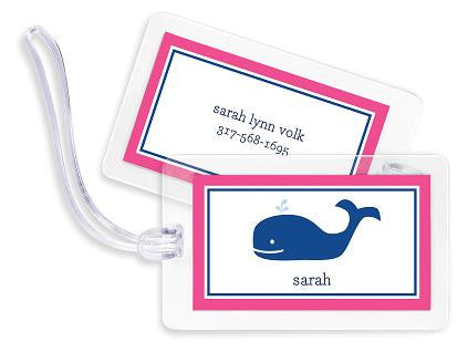 Navy Whale  Bag Tags Set