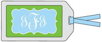 Fancy Frame Green and Blue Bag Tag