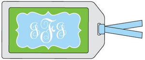 Fancy Frame Green and Blue Bag Tag