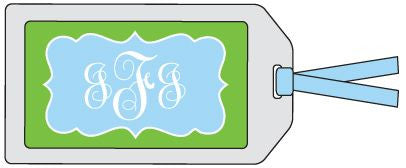 Fancy Frame Green and Blue Bag Tag