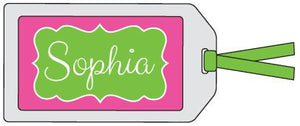 Fancy Frame Green and Hot Pink Bag Tag