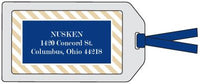 Diagonal Stripe Navy and Sand Bag Tag