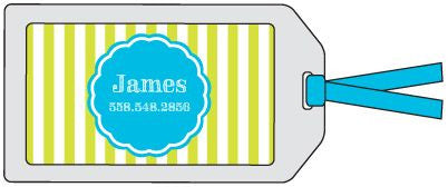 Stripe Lime Green Bag Tag