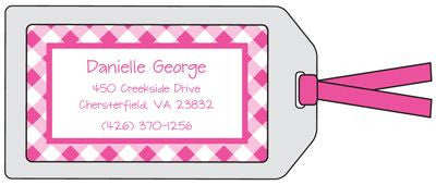 Gingham Hot Pink Bag Tag