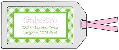 Gingham Lime Green Bag Tag