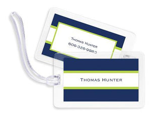 Navy & Lime Stripe Bag Tags Set