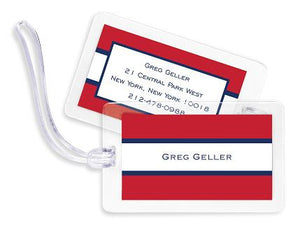 Red & Navy Stripe Bag Tags Set