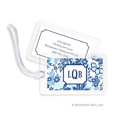 Classic Floral Blue Bag Tags Set