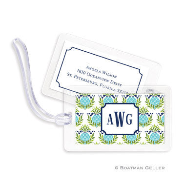 Pineapple Repeat Teal Bag Tags Set