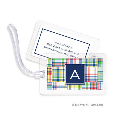 Madras Patch Blue Bag Tags Set