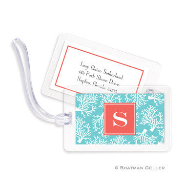 Coral Repeat Teal Bag Tags Set