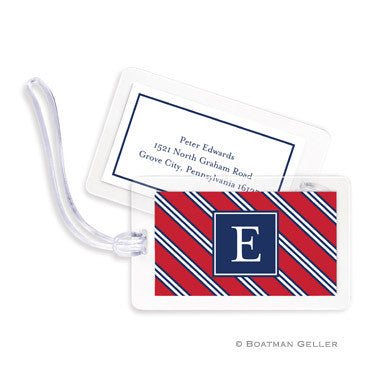 Repp Tie Red & Navy Bag Tags Set
