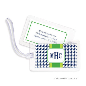 Alex Houndstooth Navy Bag Tags Set