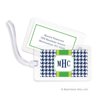 Alex Houndstooth Navy Bag Tags Set