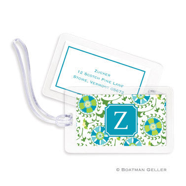 Suzani Teal Bag Tags Set