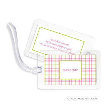 Miller Check Pink & Green Bag Tags Set