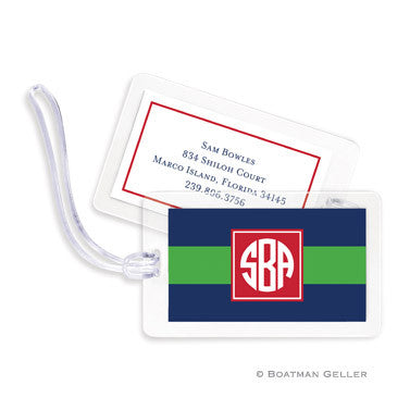 Rugby Navy & Kelly Bag Tags Set