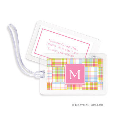 Madras Patch Pink Bag Tags Set